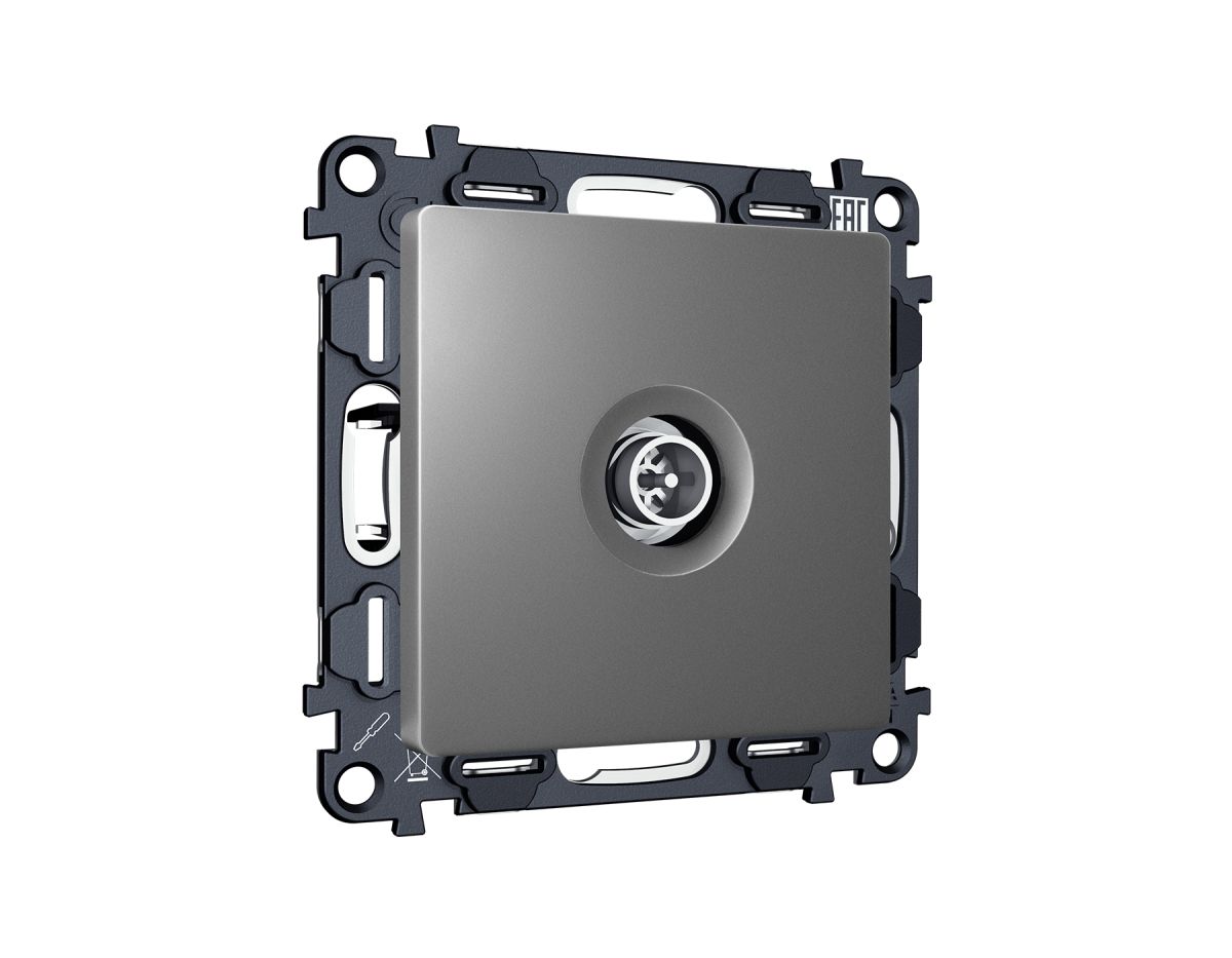 Комплект механизма TV розетки оконечной экранированной 5-1000MHz 3dB Alfa Антрацит серый Quant Ambrella Volt MA663005 (AP6630, VM199)