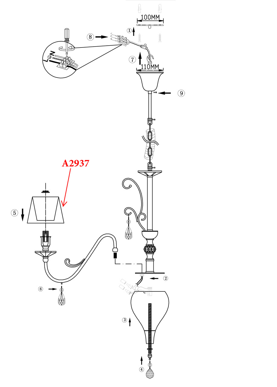 Подвесная люстра Odeon Light Alpes 2937/6