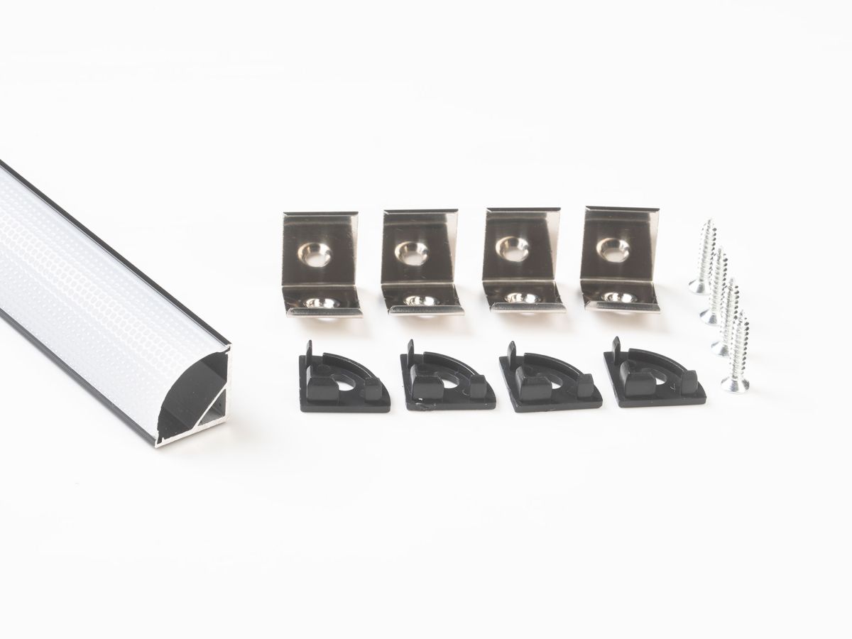 Профиль угловой LEDS POWER СПУ1616 алюм. черный с призм.рассеивателем 2м 008226