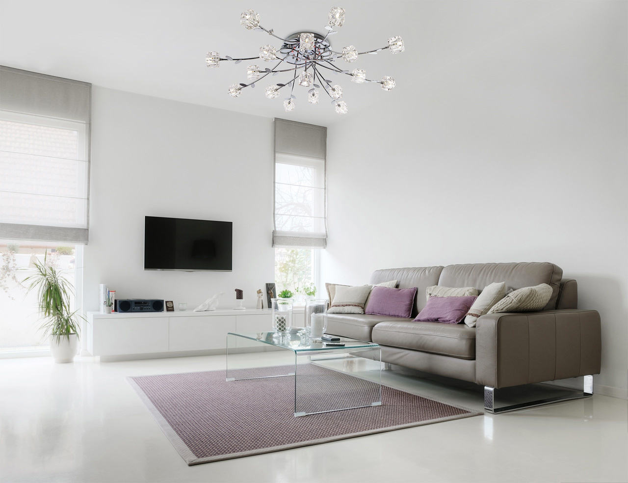 Потолочная люстра Eurosvet Florance 80108/17 хром/синий+красный+фиолетовый