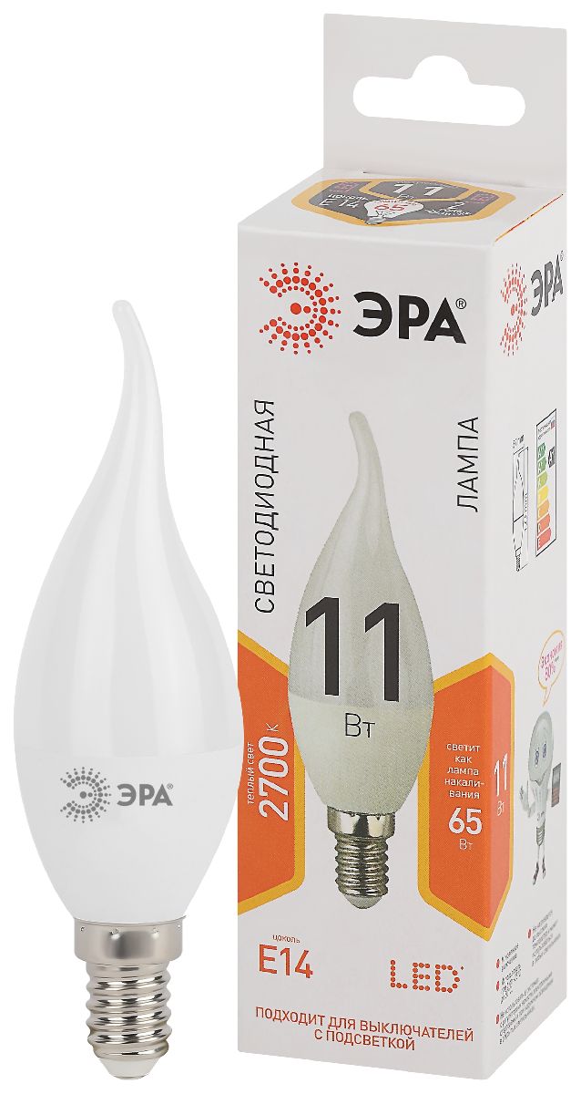 Лампа светодиодная Эра E14 11W 2700K LED BXS-11W-827-E14 Б0032992