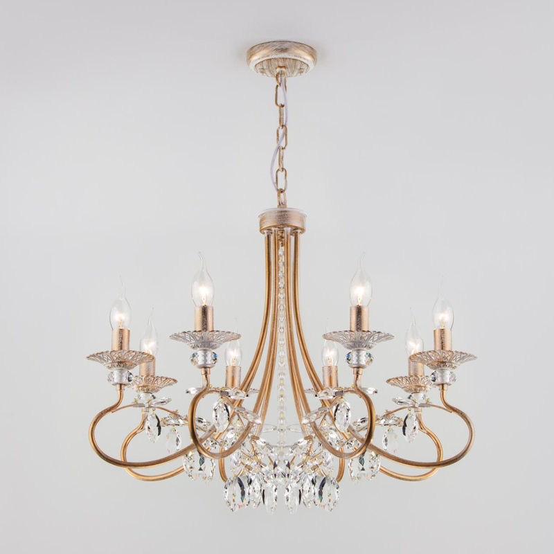 Подвесная люстра Eurosvet Александрия 60057/8 белый с золотом