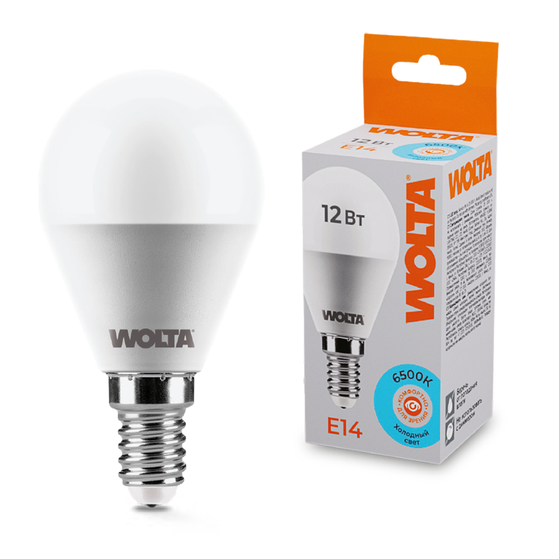 Светодиодная лампа WOLTA 12Вт 6500K Е14 груша матовая 25W45GL12E14