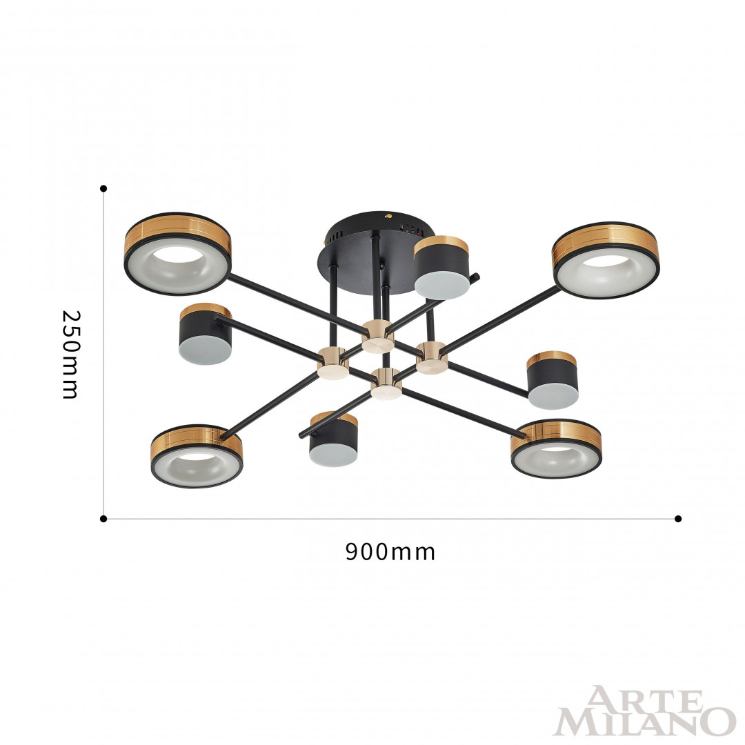 Потолочная люстра Arte Milano 272040/8 BK/GD
