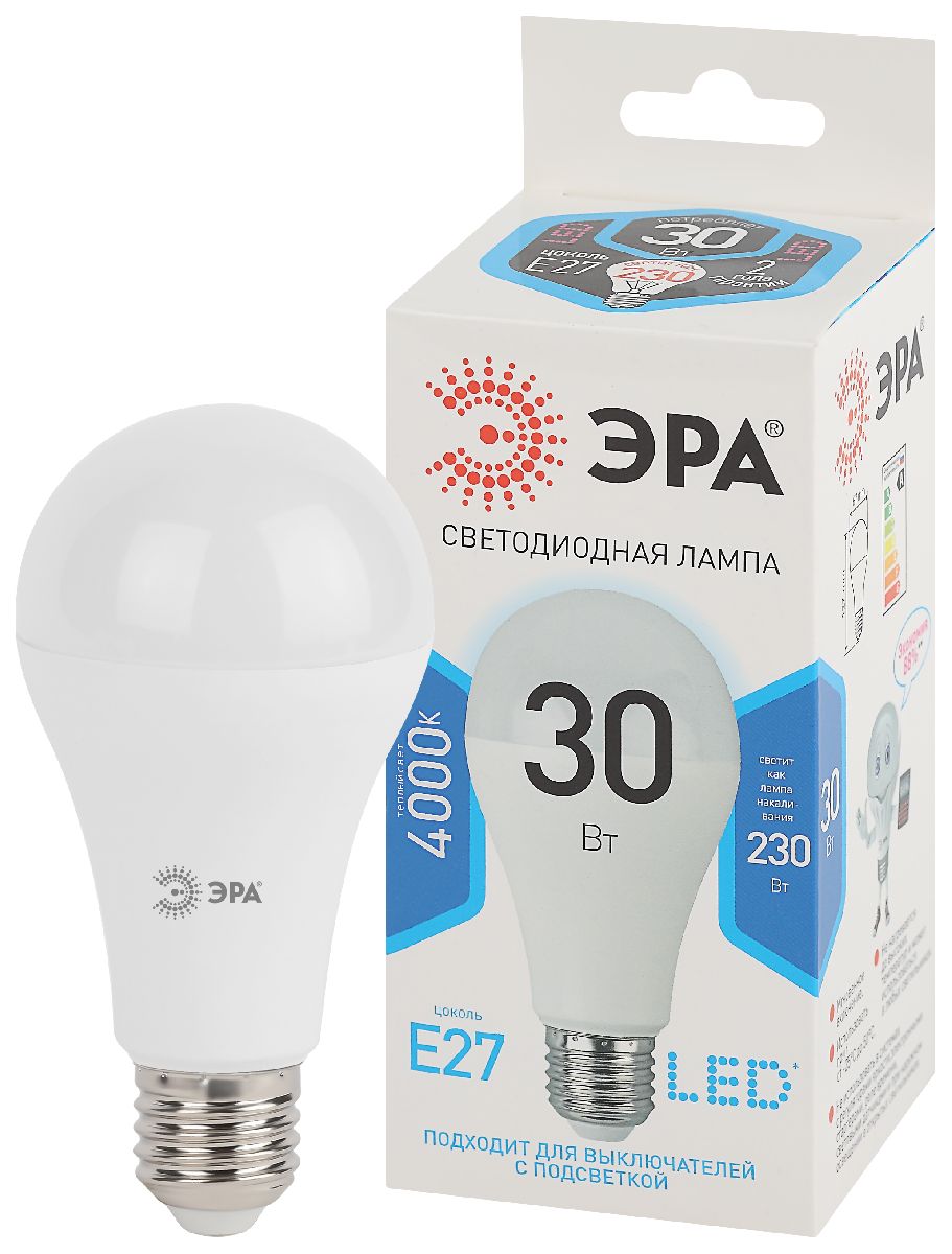 Лампа светодиодная Эра E27 30W 4000K LED A65-30W-840-E27 Б0048016