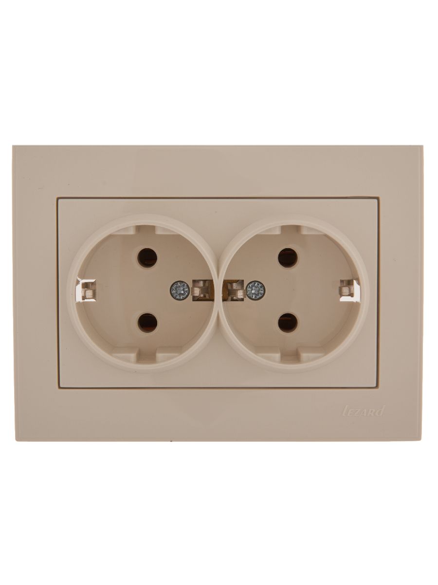 Розетка двойная с/з Lezard Rain 703-0303-127