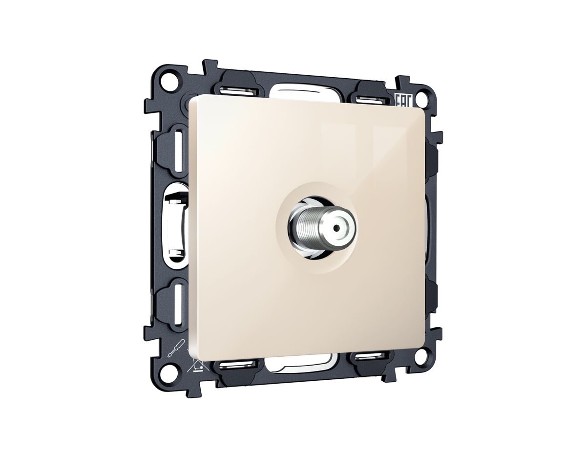 Комплект механизма TV розетки SAT 5-2400MHz 3.5dB Alfa Бежевый глянец Quant Ambrella Volt MA313050 (AP3130, VM215)