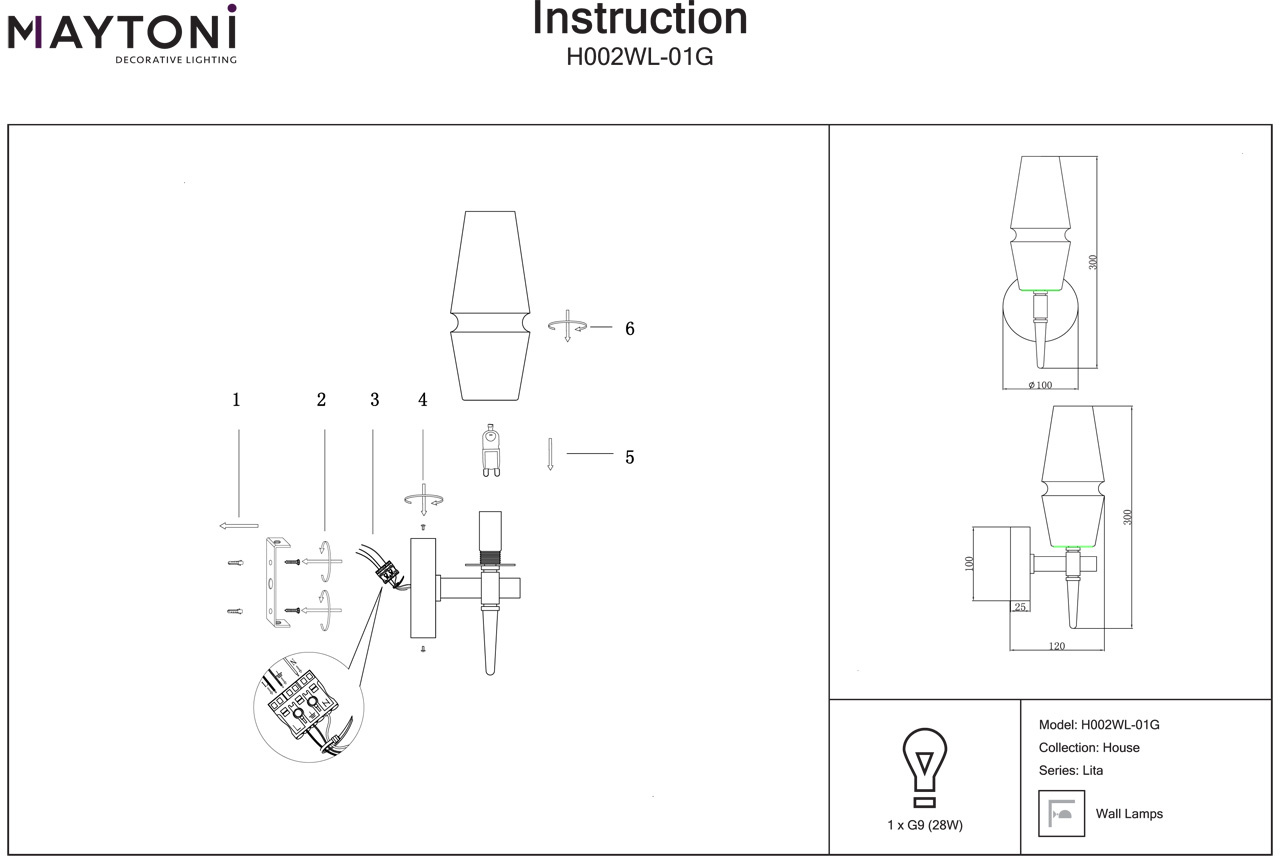 Бра Maytoni Lita H002WL-01G