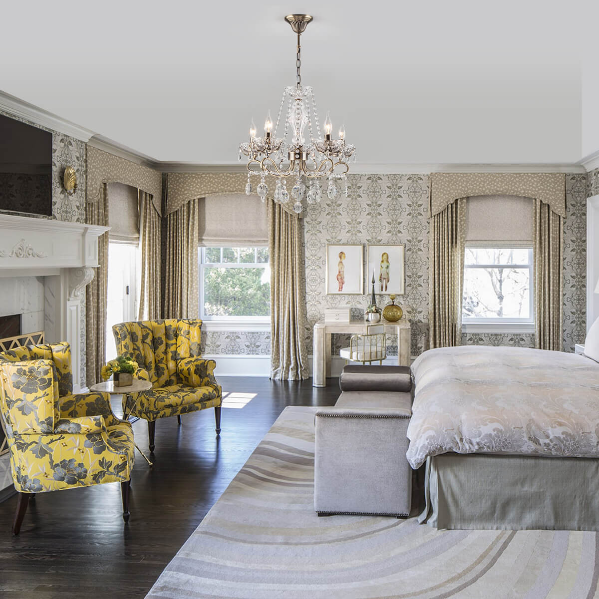 Подвесная люстра Eurosvet 10103/5 хром/дымчатый хрусталь Strotskis