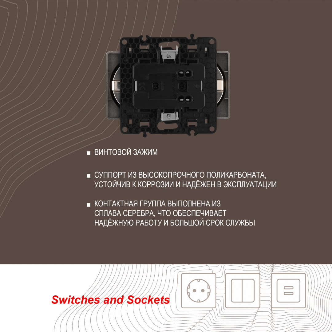 Розетка двойная с заземлением Arte Milano 217.40-2.shampan