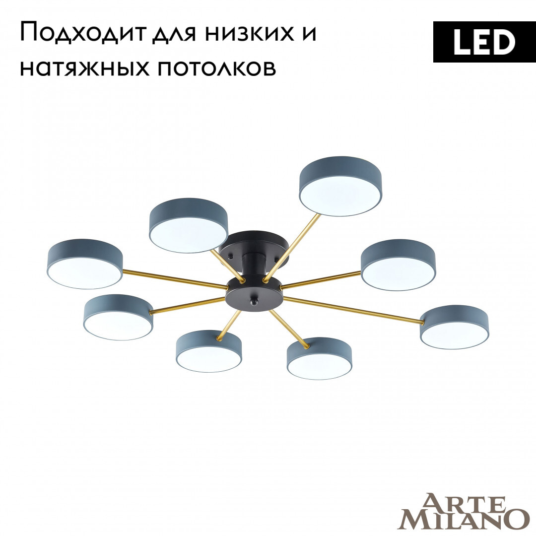 Потолочная люстра Arte Milano Ferrara 252006/8 Bk/Gr