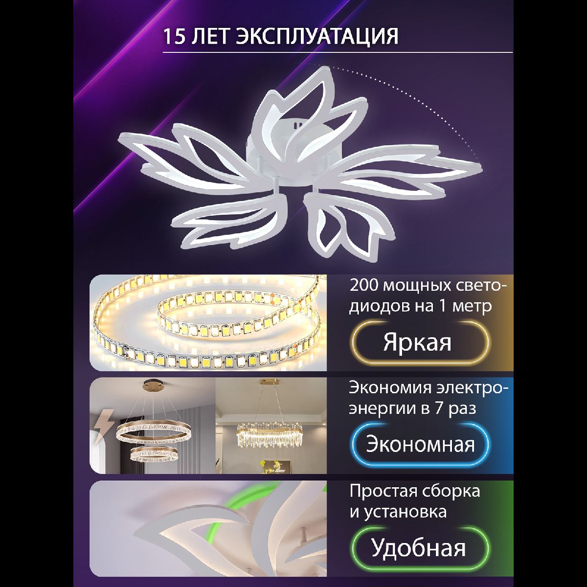 Потолочная люстра Natali Kovaltseva Rif LED LAMPS 81118/4C