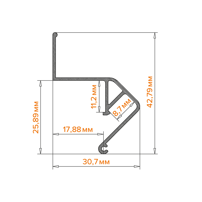 Профиль встраиваемый Wolta WAP-I-30/43/3000-A