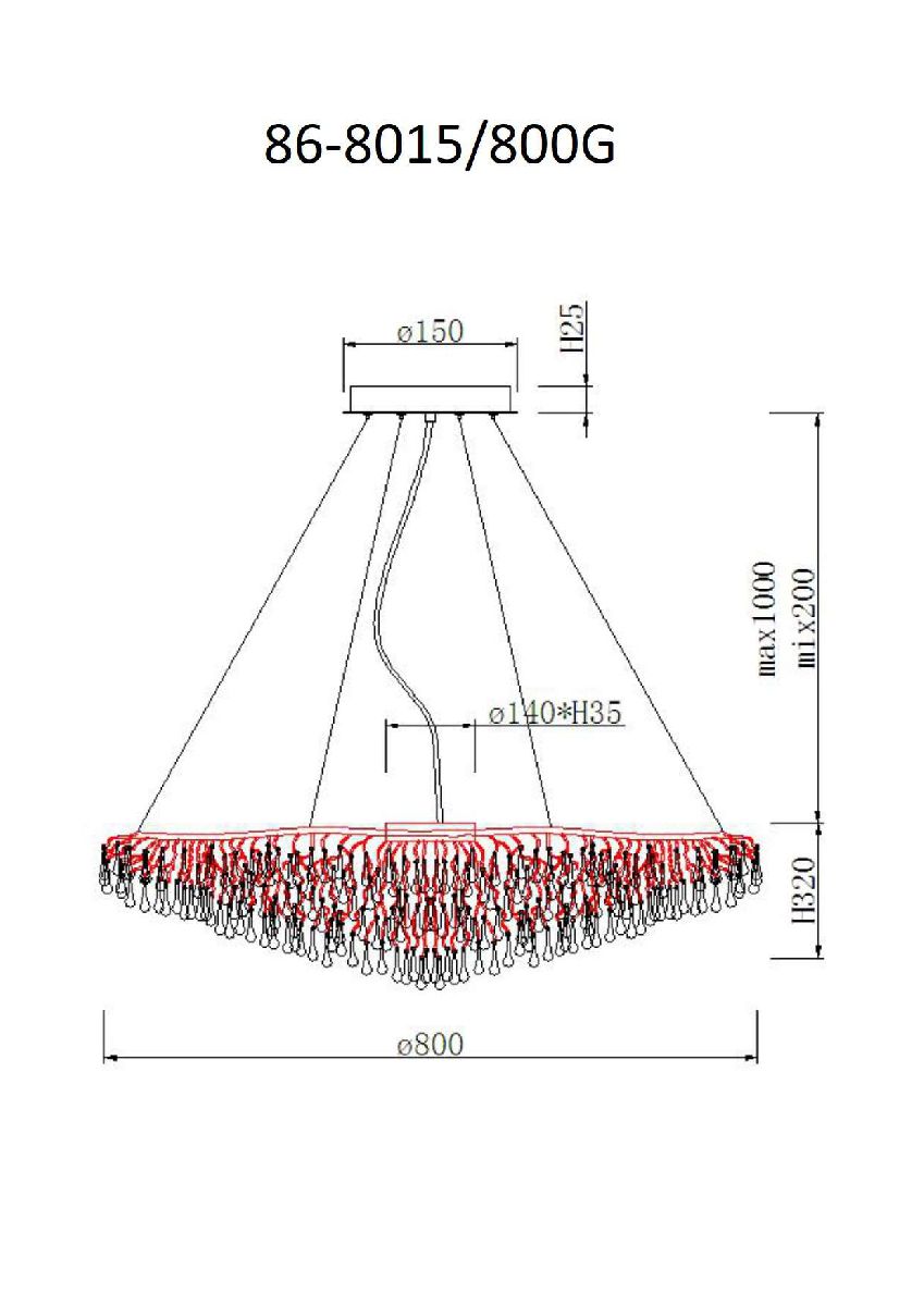 Подвесная люстра Garda Decor 86-8015/800G