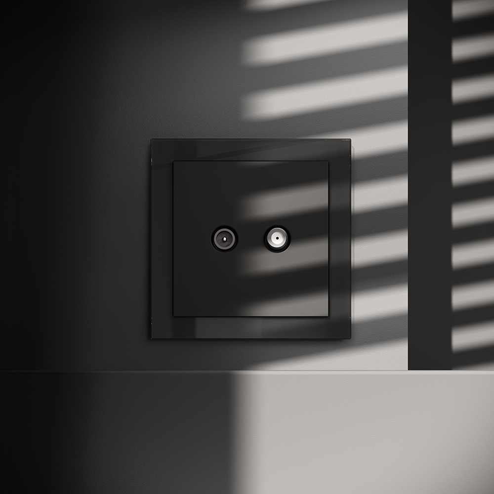 Розетка телевизионная Voltum S70 VLS060408 (черный матовый)