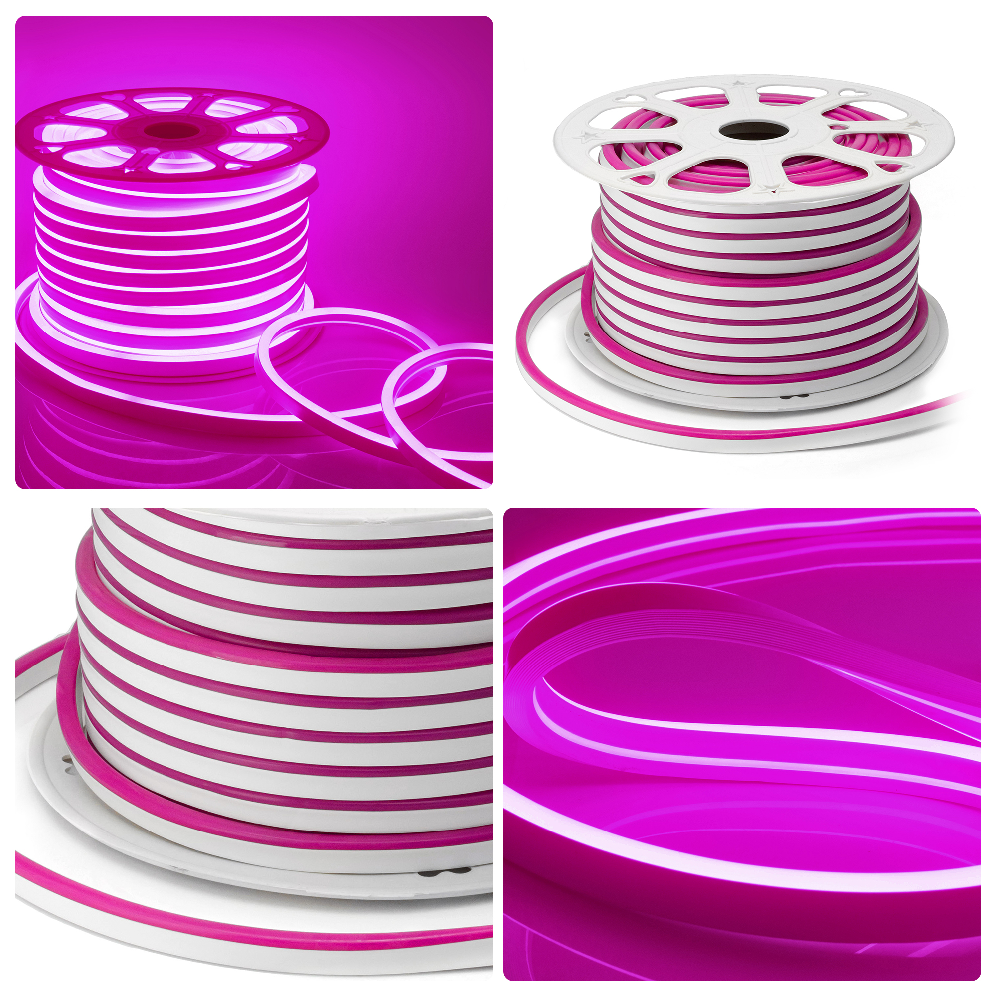 Светодиодный неон Apeyron 220В 8Вт/м smd2835 108д/м IP65 200Лм/м 50м розовый 10-75