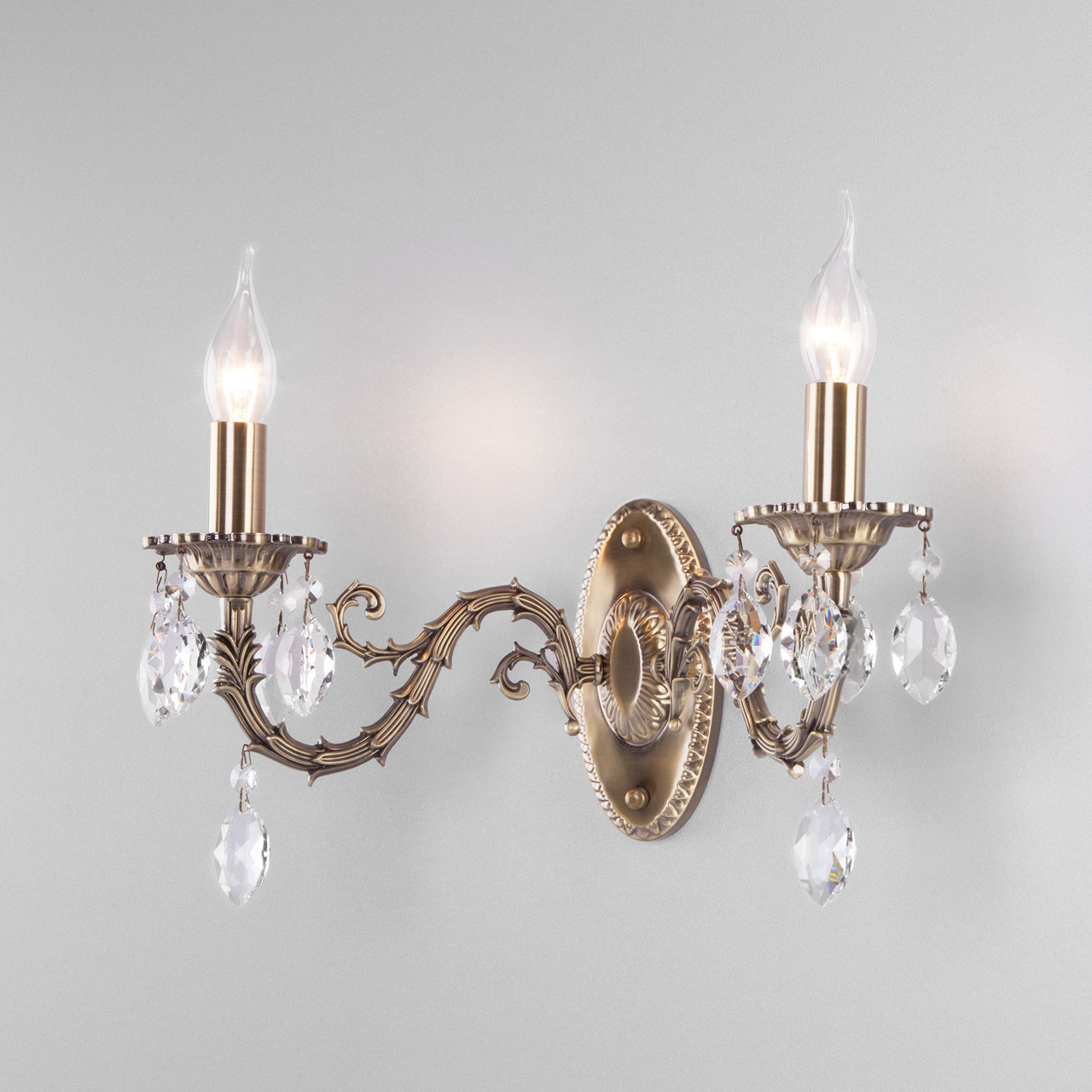 Бра Eurosvet Favola 10102/2 античная бронза/прозрачный хрусталь Strotskis