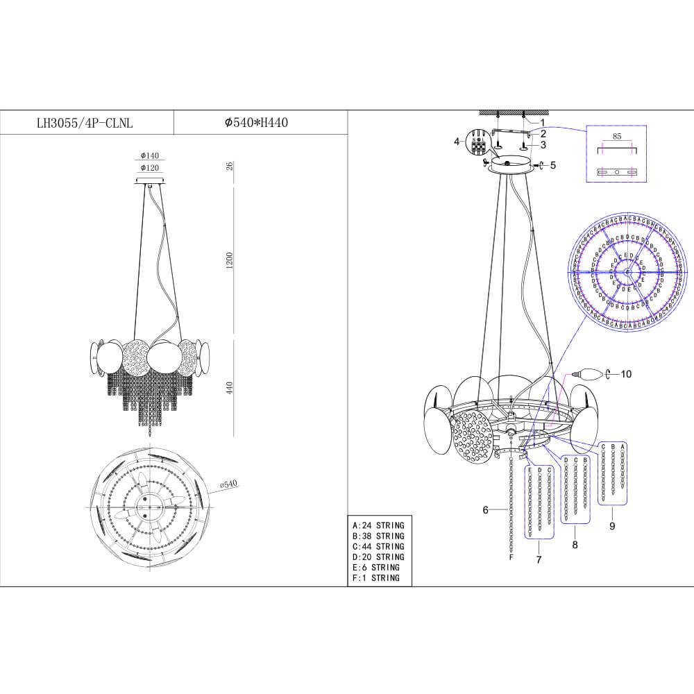 Подвесная люстра Lumien Hall Tesiya LH3055/4P-CLNL
