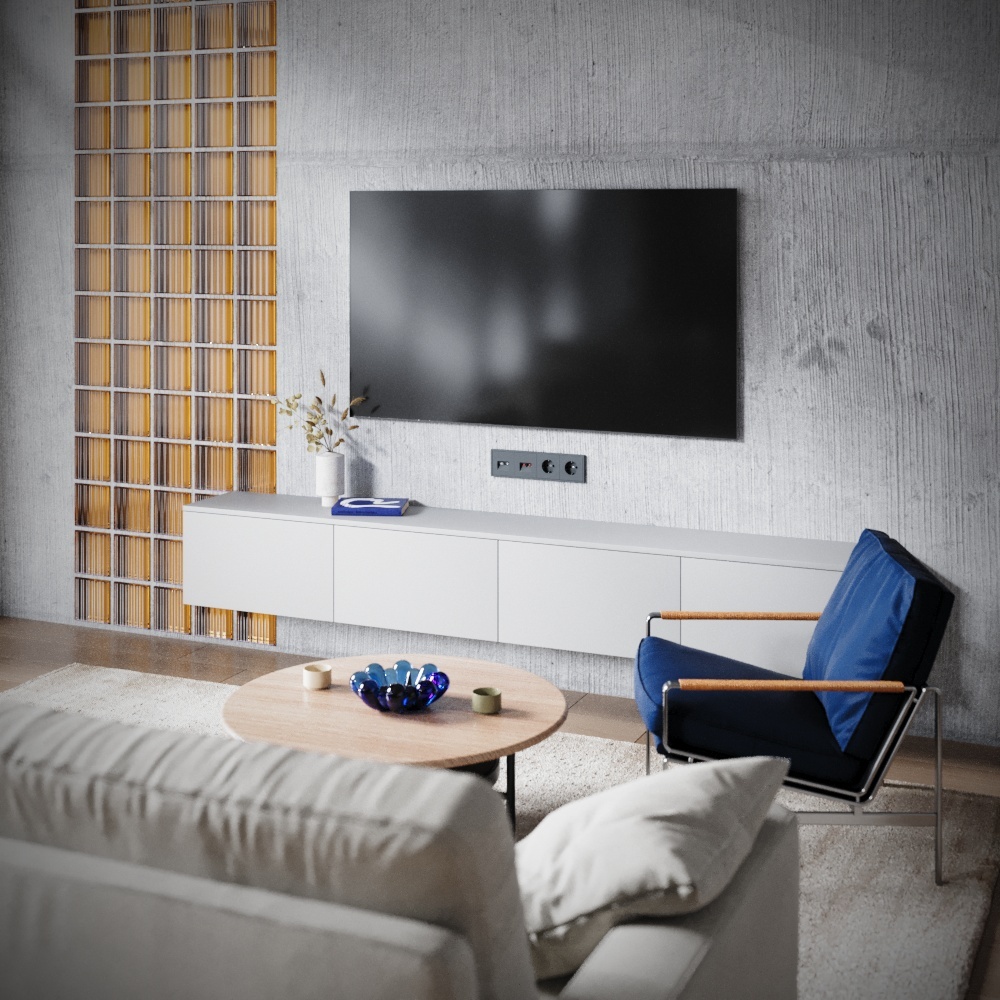 Розетка телевизионная встраиваемая Voltum S70 TV+RJ45 кат. 6, (графит) VLS060707