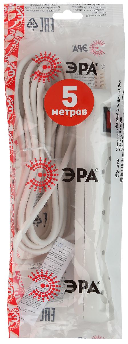 Удлинитель электрический Эра U-4s-5m-2x1 Б0044054