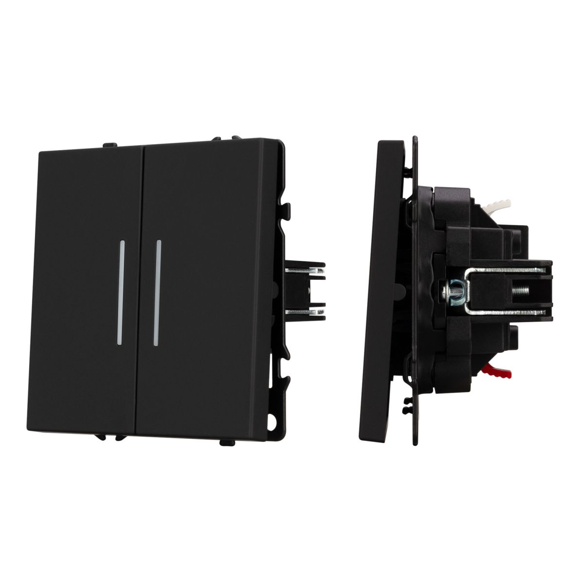 Выключатель 2 кл подсветка софт-тач черный оникс Arlight SWT-MK02-SFPL-L-BK (250V, 10A) 054264(1)