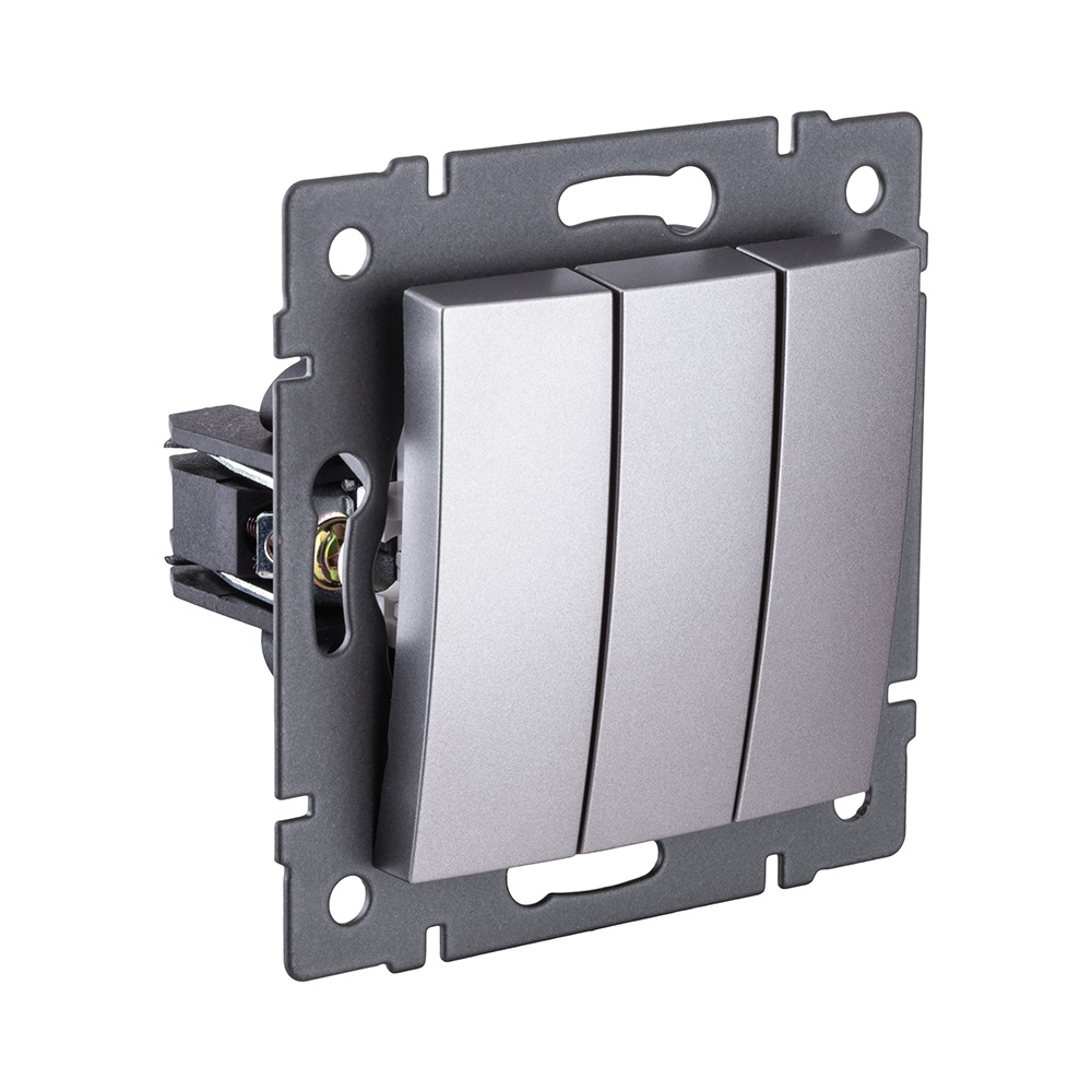 Выключатель 3-клавишный 10А/250В, изогнутый, серый Kollinger REA-R-012GY для Aspekt, Eleganz, Reflex