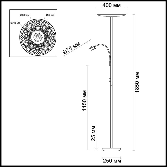 Торшер Odeon Light Mona 3995/20FL
