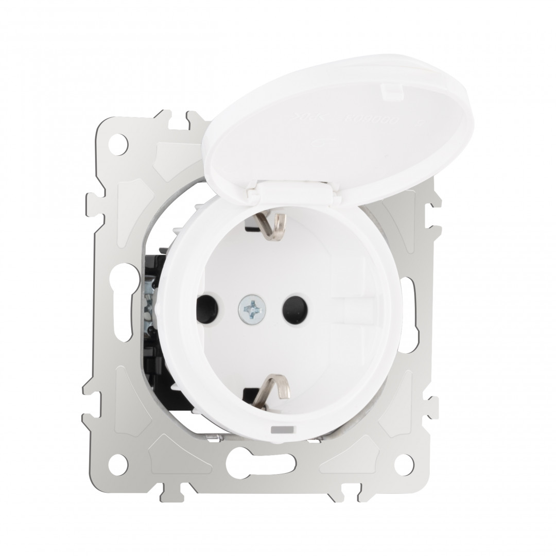 Розетка с заземлением, шторками и защитной крышкой Arte Milano 202.41-1.white