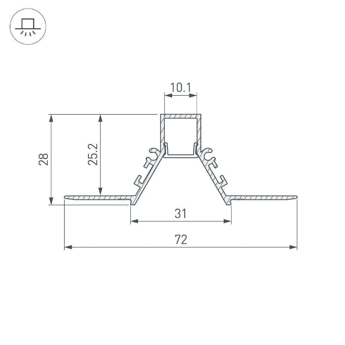 Алюминиевый профиль Arlight COMFORT10-V-FANTOM-2000 ANOD 053030
