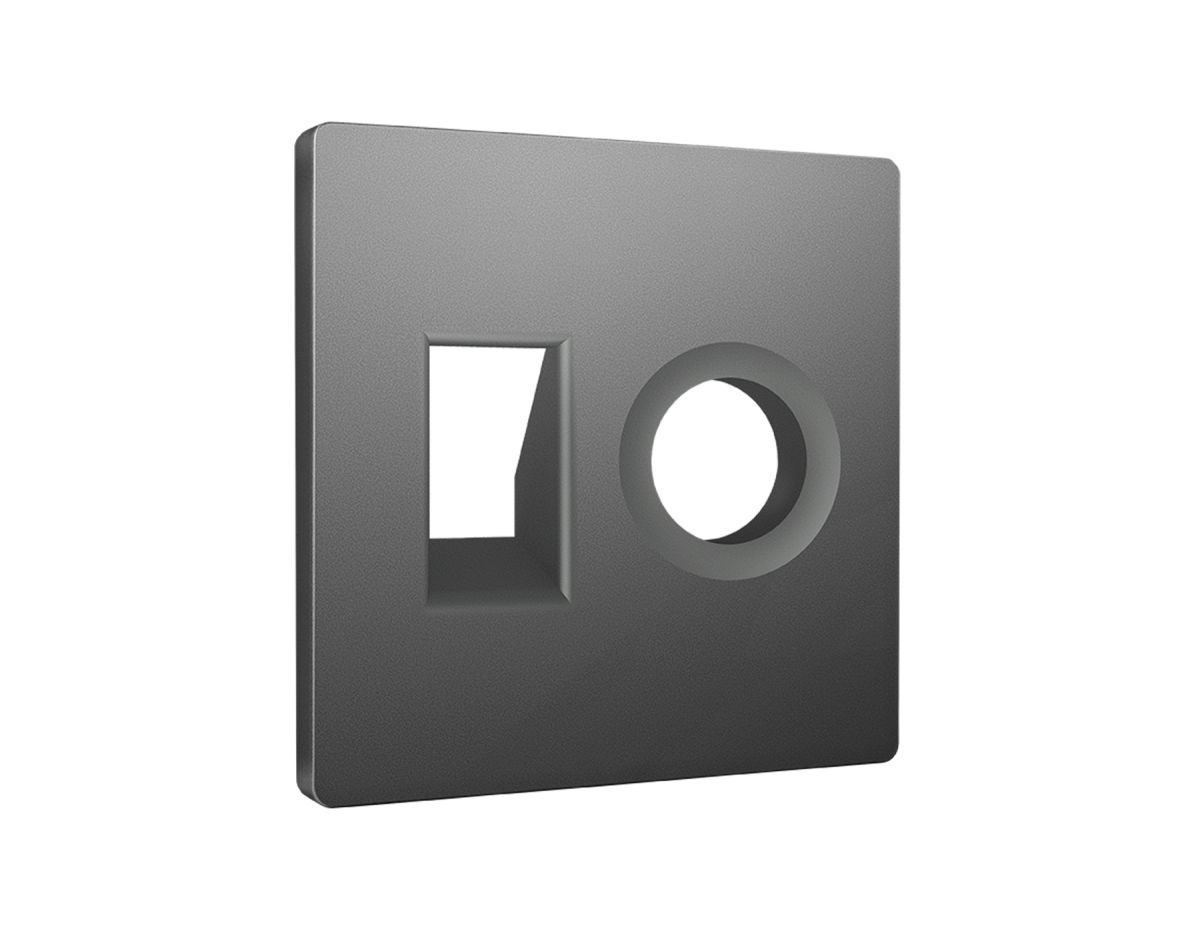Лицевая панель Alfa (Антрацит серый) для компьютерной/телефонной + TV розетки RJ-45/RJ-11 Quant Ambrella Volt AP6625