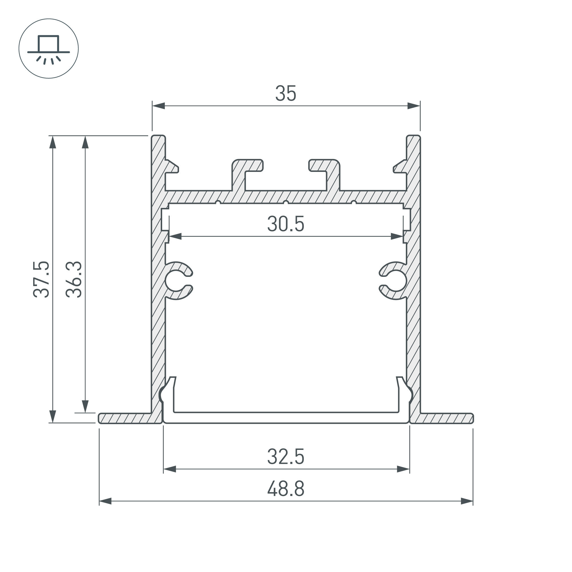 Алюминиевый профиль Arlight SL-LINIA49S-F-2000 ANOD BLACK 039389