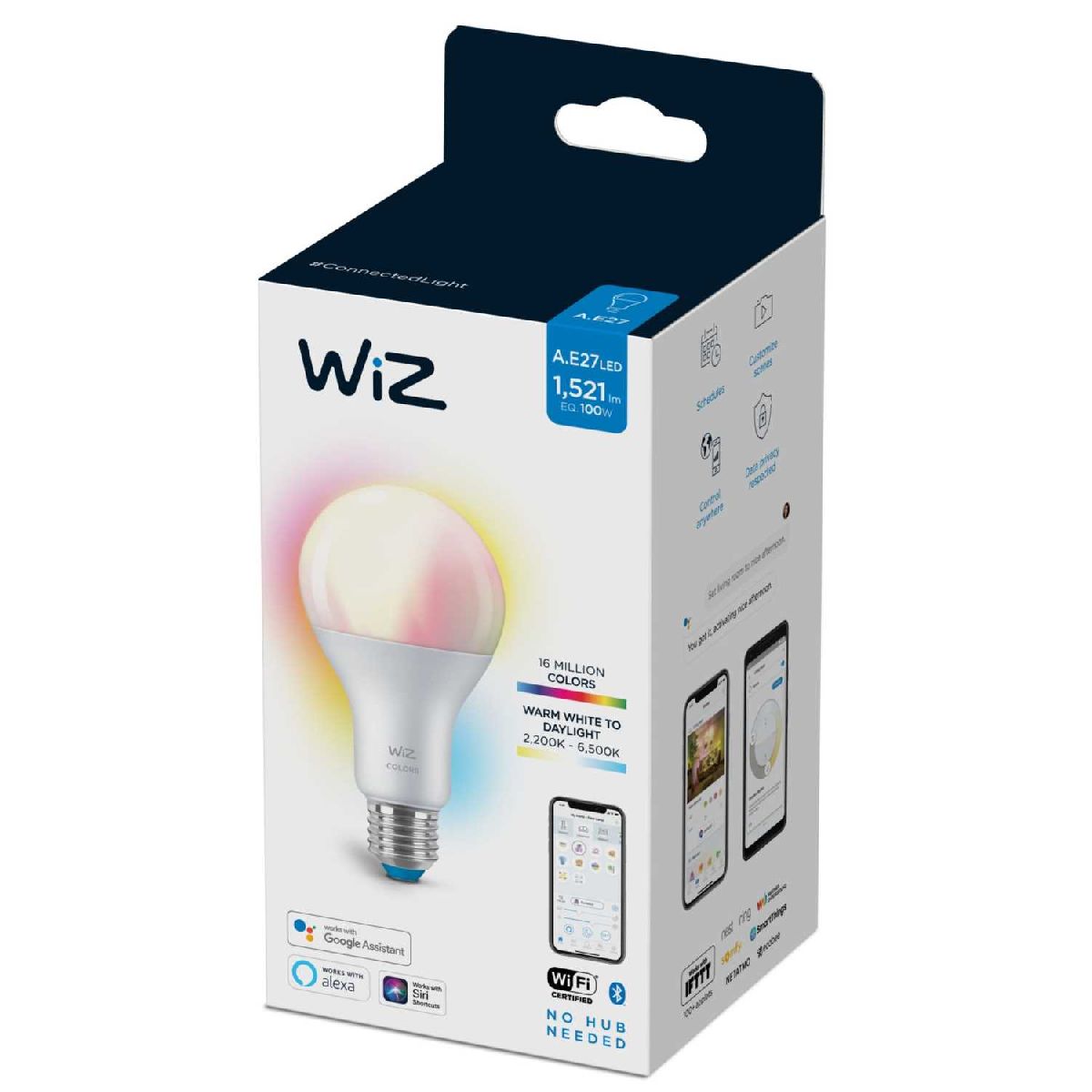 Умная светодиодная лампа Wiz Wi-Fi BLE100WA67E27922-65RGB1PF/6 E27 13W 2200/6500K 929002449702