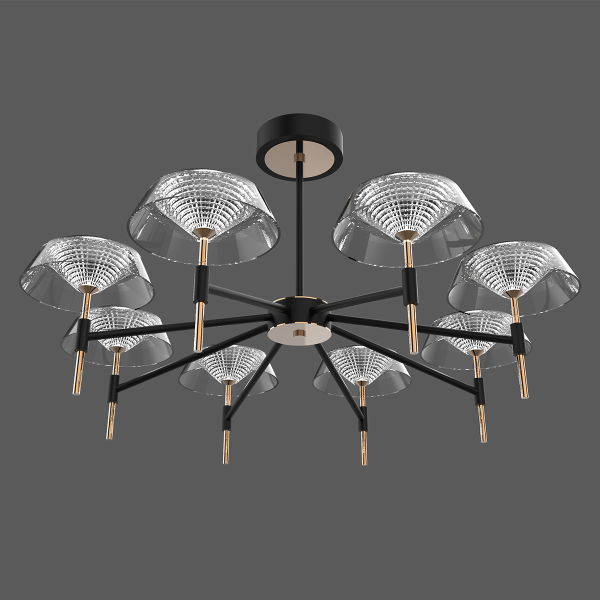 Люстра на штанге DeLight Collection MD21001018-8A black/gold