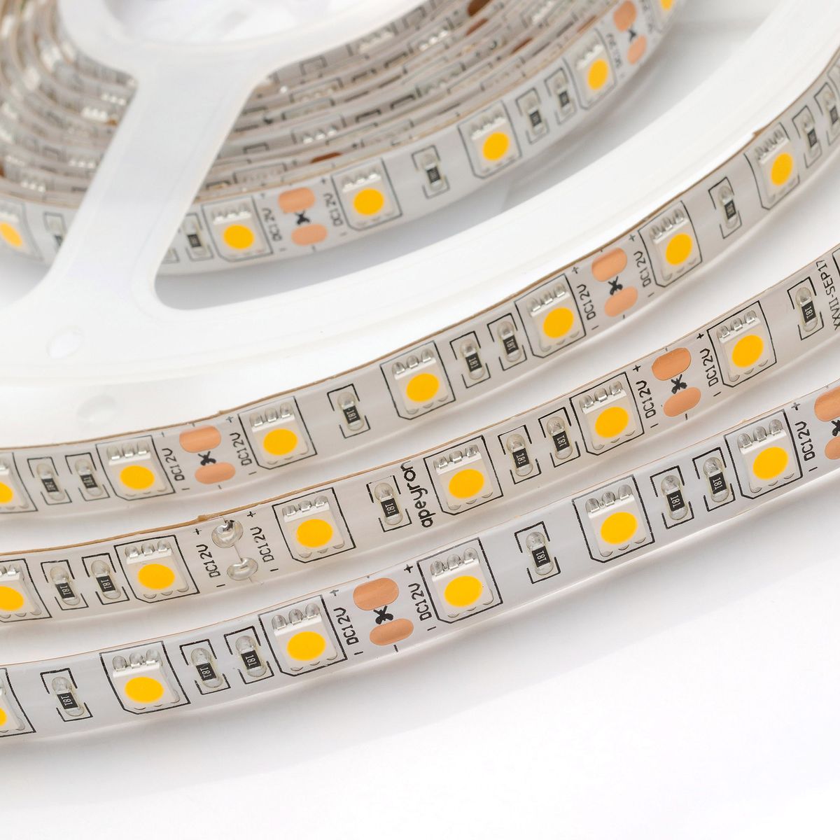 Светодиодная лента Apeyron 12В ЭКО 14,4Вт/м smd5050 60д/м IP65 600Лм/м 5м 3000К LSE-156