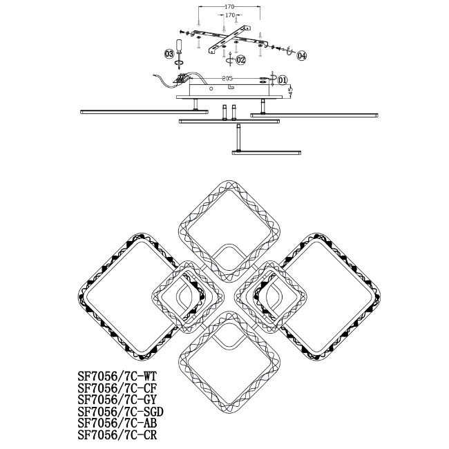 Потолочная люстра Seven Fires Vestejn SF7056/7C-SGD-BL
