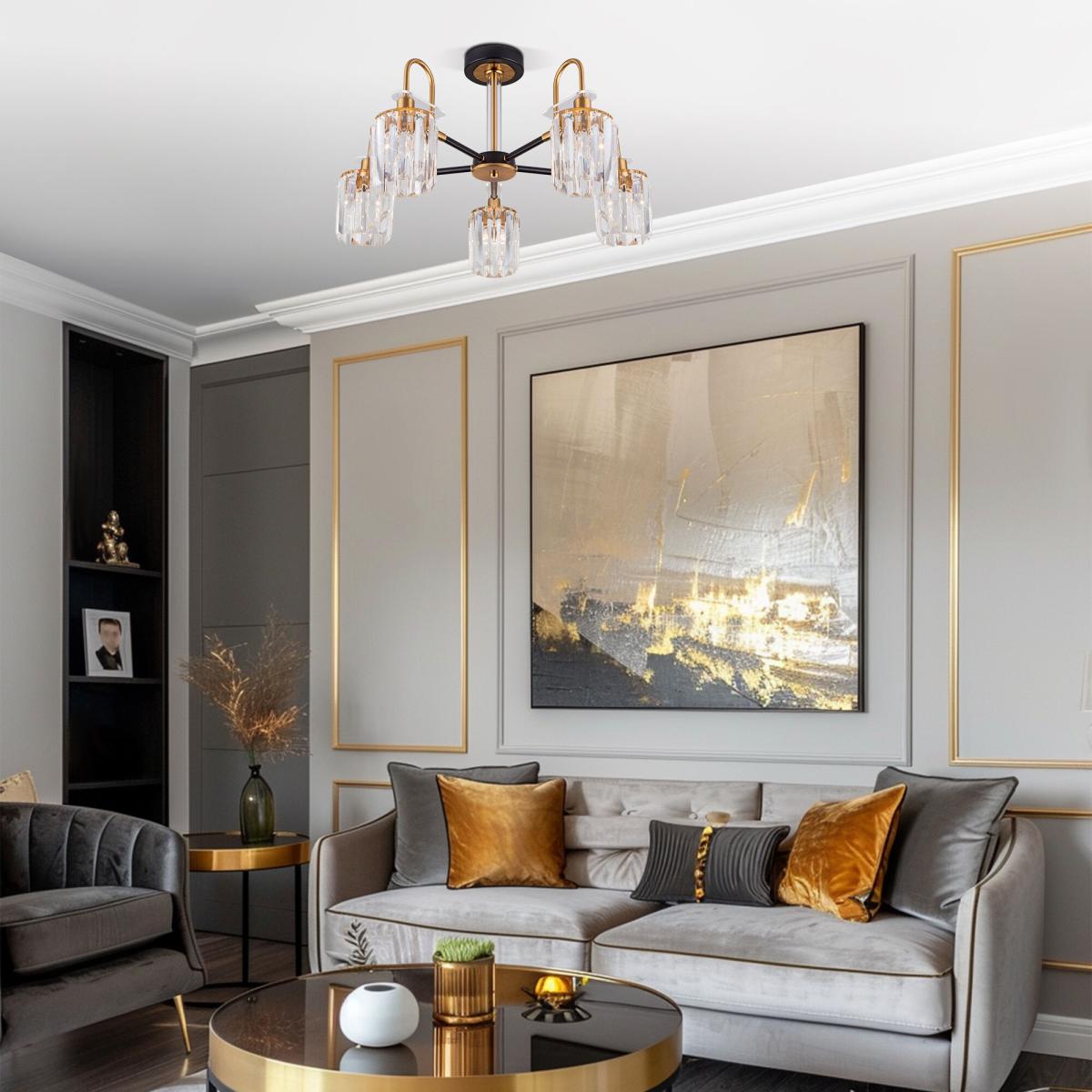 Люстра на штанге Eurosvet 70090/5 черный Smart a045144