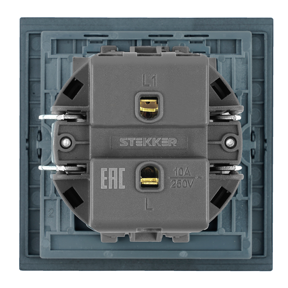 Выключатель 1-клавишный самовозвратный (механизм) Stekker Мия 250В 10А RSW10-3112-05 черный бархат 50574