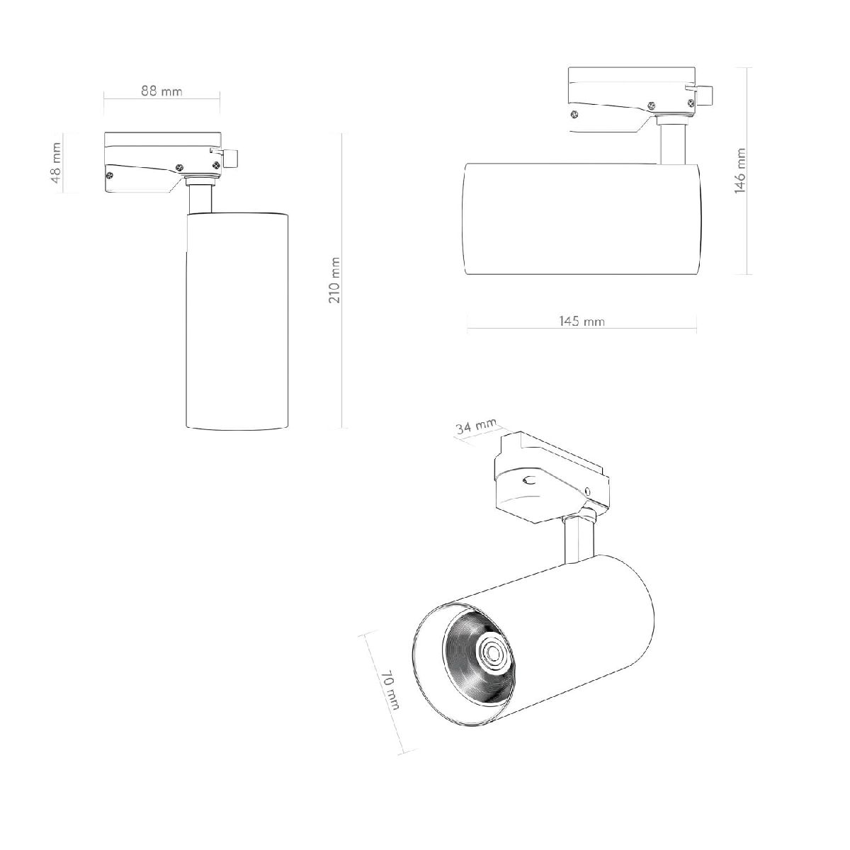 Трековый однофазный светильник Denkirs Solid Koper DK6454-BK