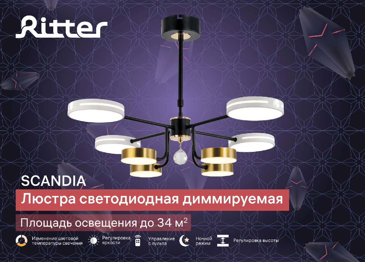 Люстра на штанге Ritter Scandia 51650 1