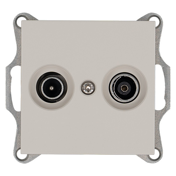 Розетка TV+FM Ф9.5mm оконечная с накладкой, цвет Тауп Jasmart G6204T