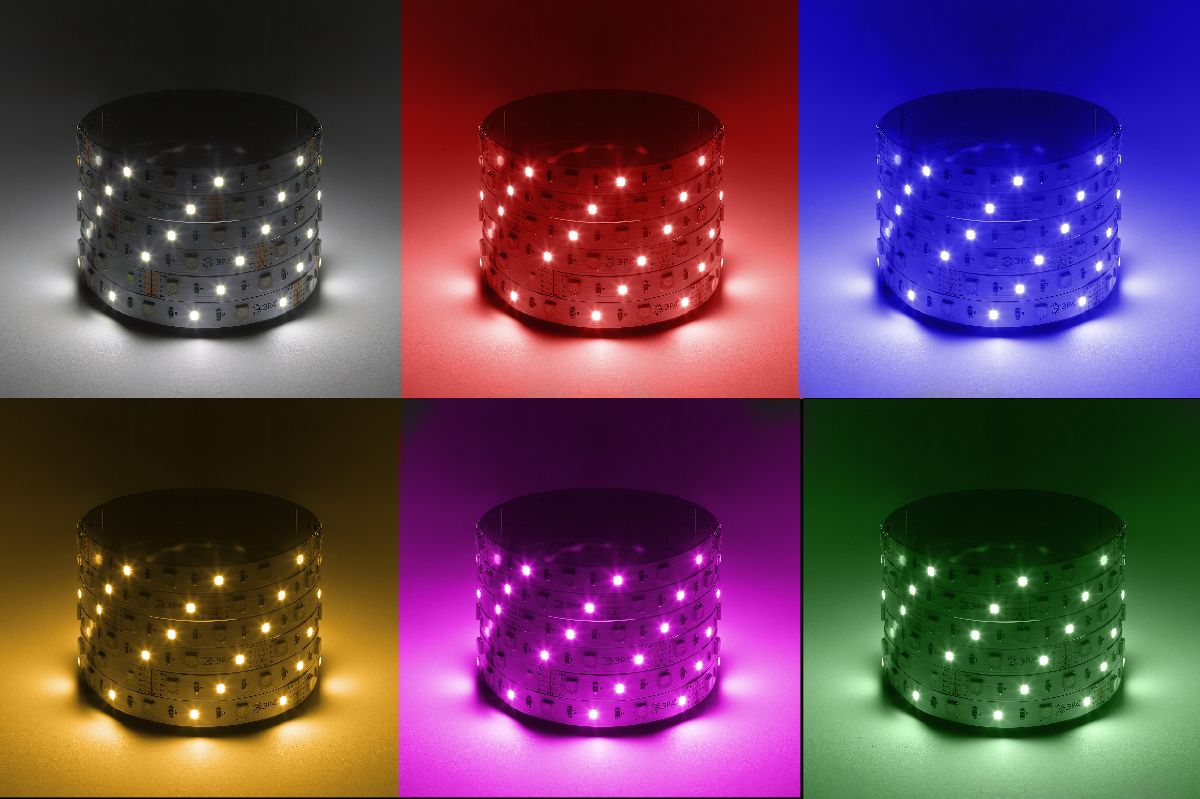 Светодиодная лента Эра 12В 5050 14,4Вт/м RGB+6500K 5м IP20 LS5050-14,4-60-12-RGB+W(6500)-IP20-1 year-5m Б0059911