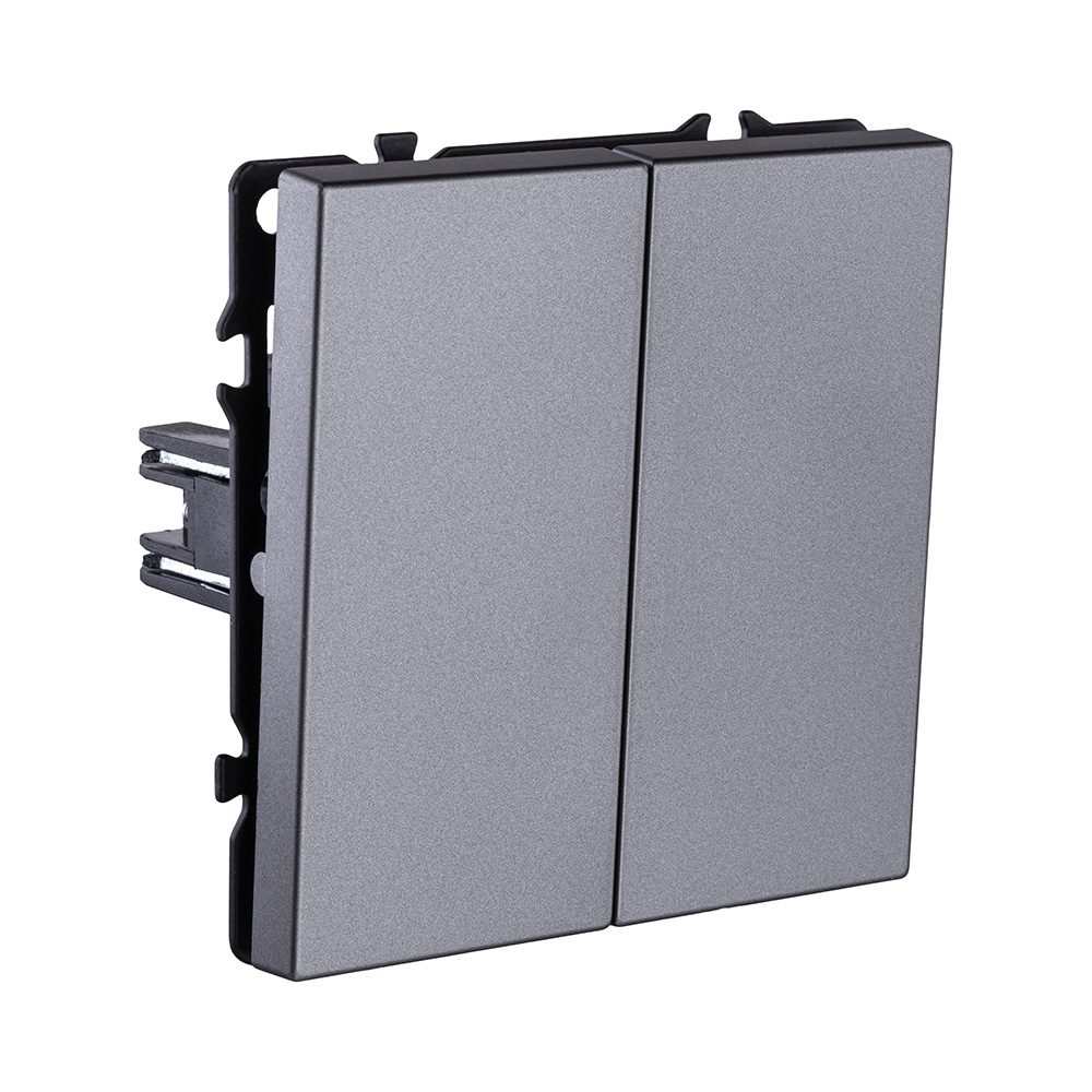 Выключатель 2-клавишный 10А/250В, серый Kollinger Eclipse EC-004GY