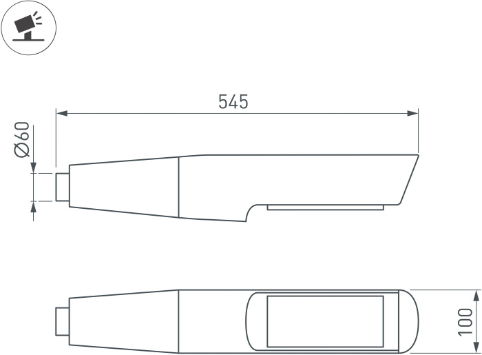 Уличный светильник Arlight OXOR-NOXT-EMP-545x100-35W Day4000 (BK, 120 deg, 230V) IP65 052479
