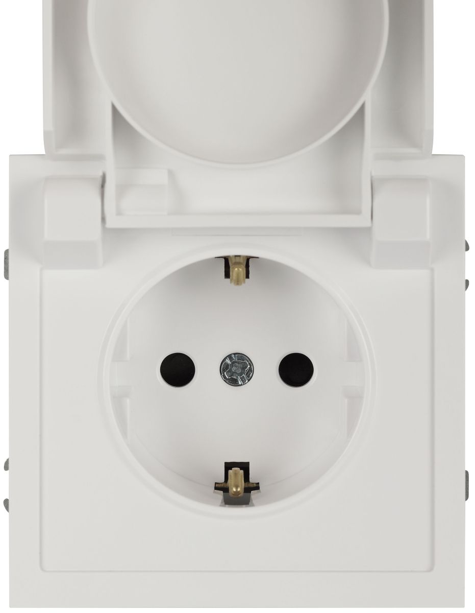 Розетка ЭРА Galaxy 15-2103-01 c заземлением 2P+E Schuko со шторками с крышкой 16А-250В IP20 белый Б0070659