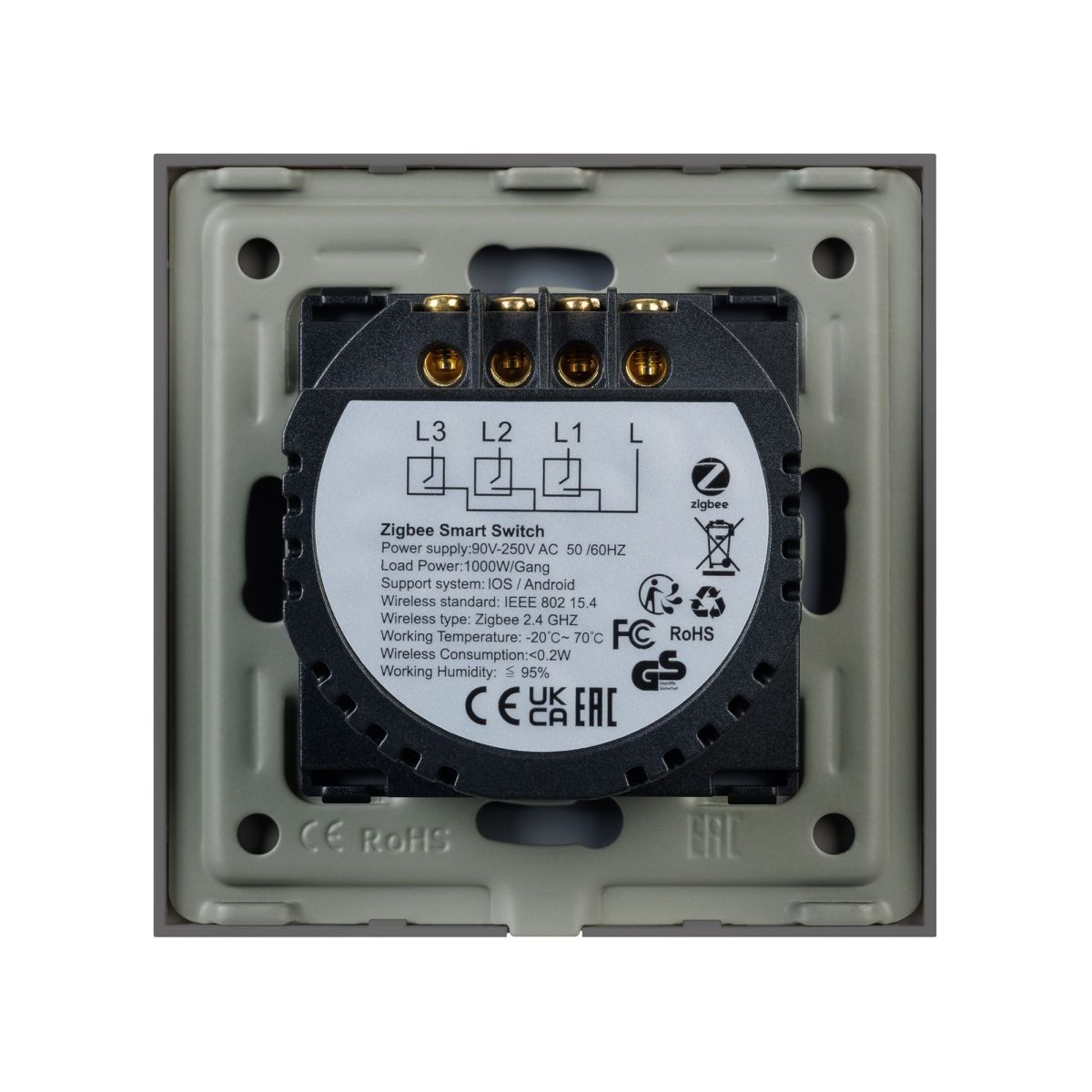 Выключатель сенсорный Arlight SWT-OMALI-S03-ZB-GR (250V, 10A, Zigbee) 050047