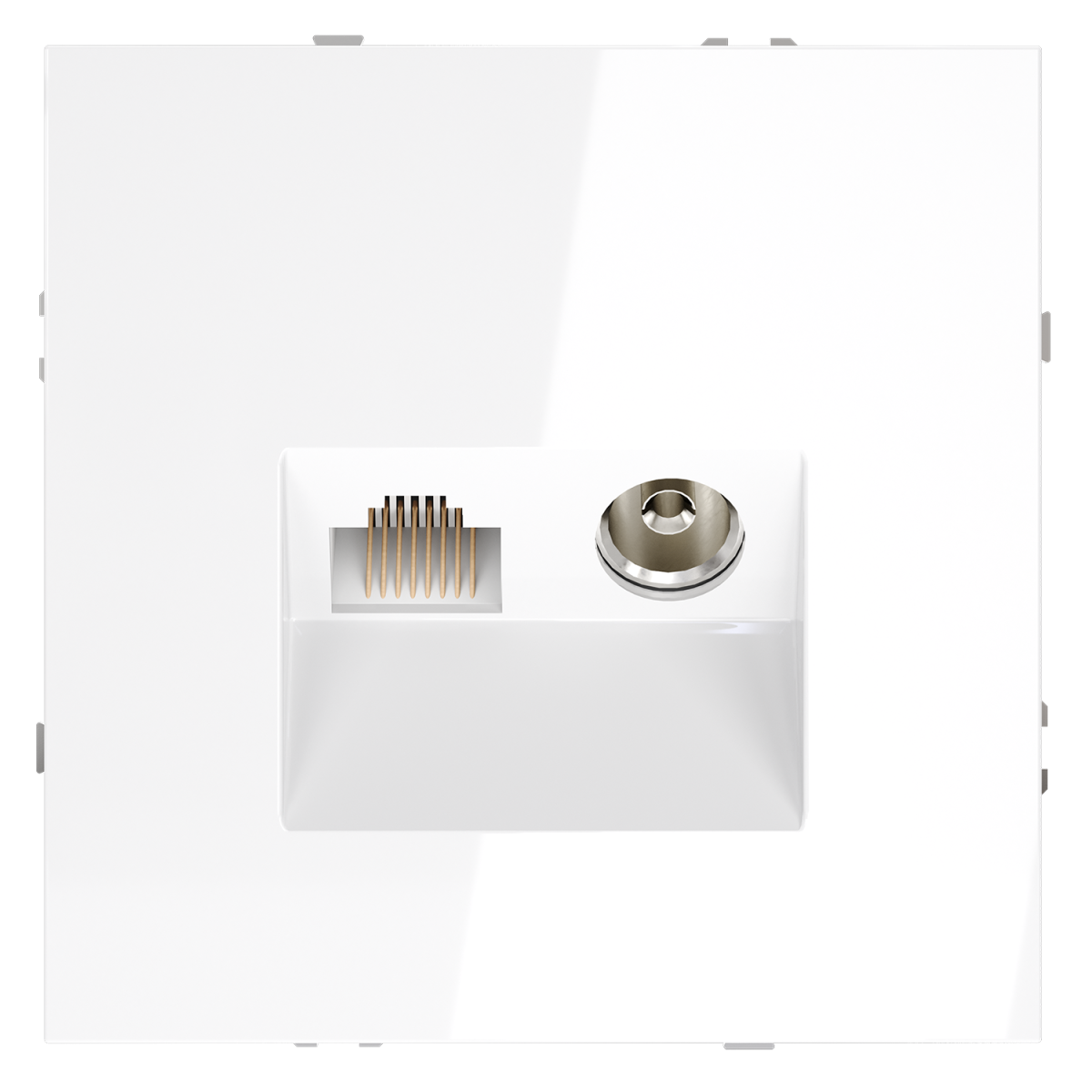 Розетка телевизионная встраиваемая Voltum S70 TV+RJ45 кат. 6, (белый глянцевый) VLS060701