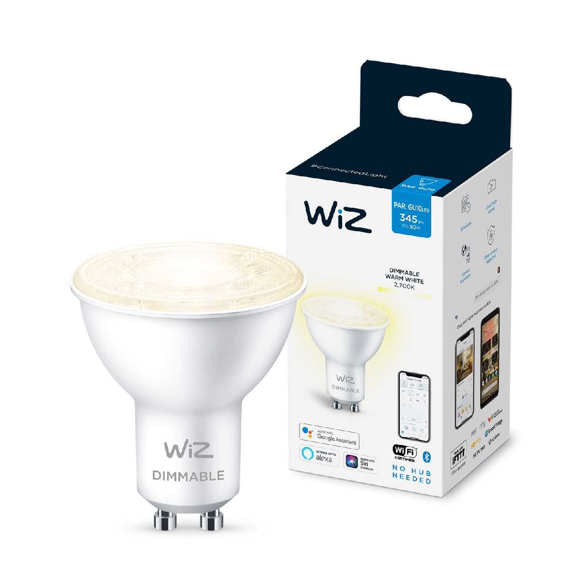 Умная светодиодная лампа Wiz Wi-Fi BLE50WGU10927 DIM1PF/6 GU10 4,7W 2700K 929002448102