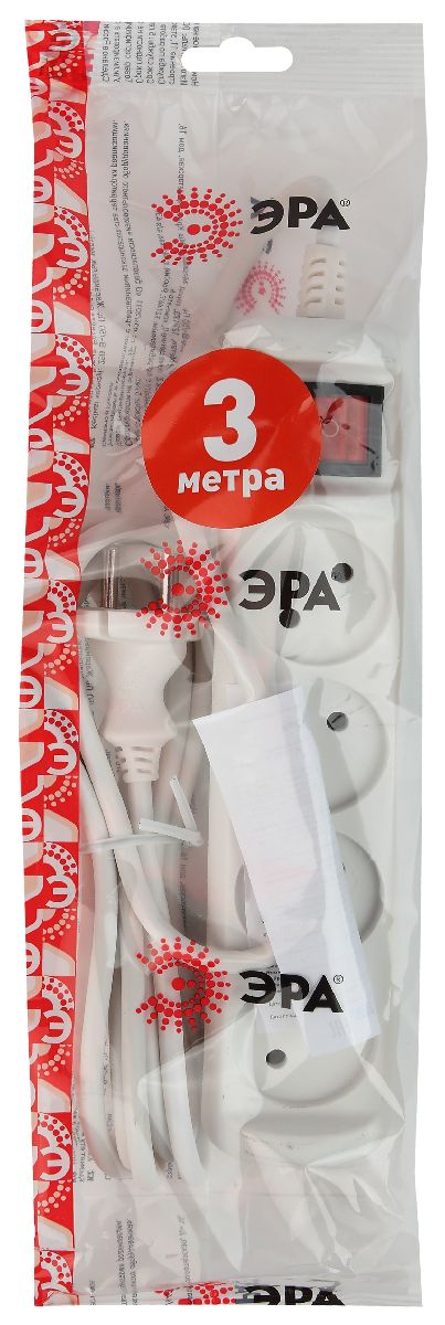 Удлинитель электрический Эра U-4s-3m-2x1 Б0044053