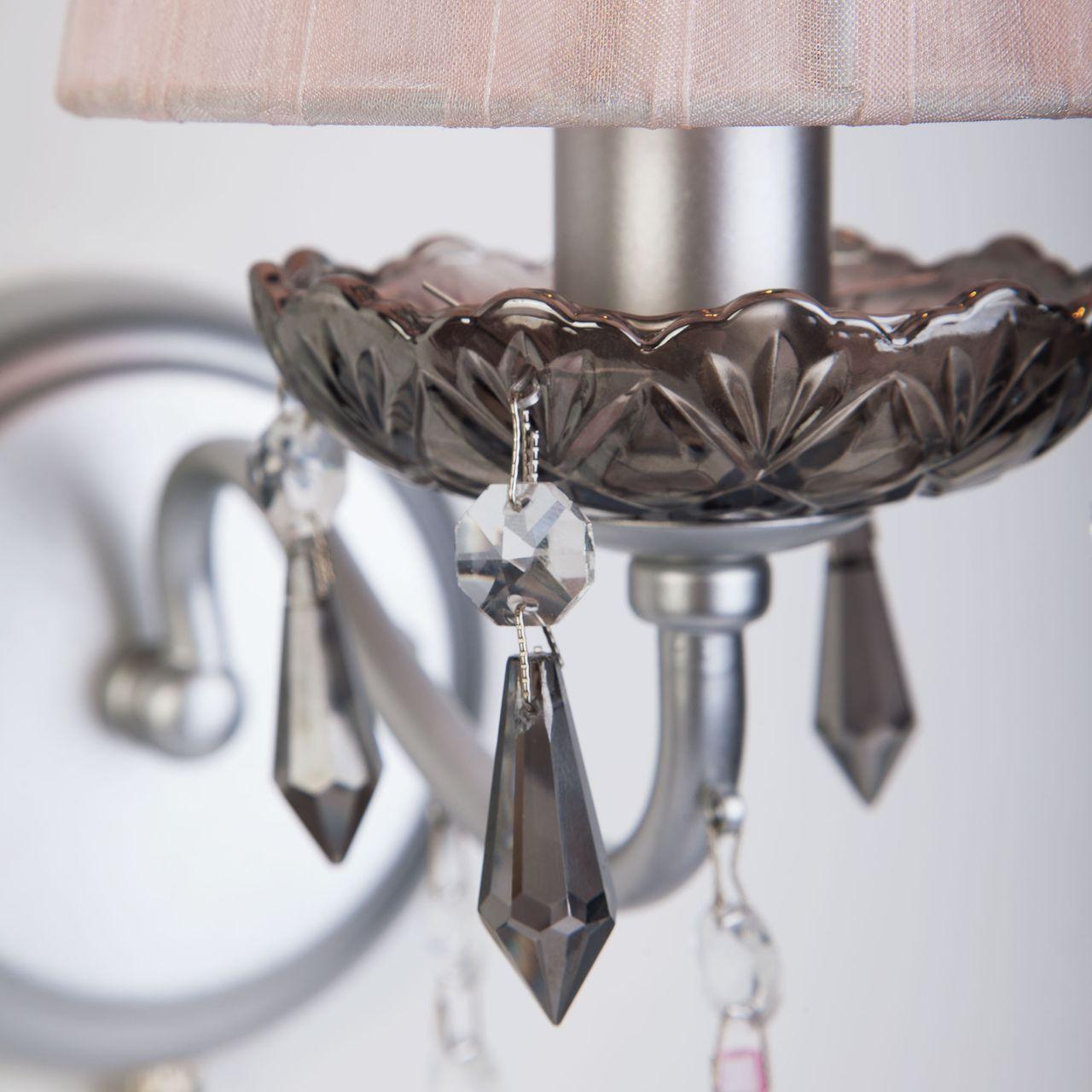 Бра Eurosvet Rosetta 10086/1 серебро/дымчатый хрусталь Strotskis