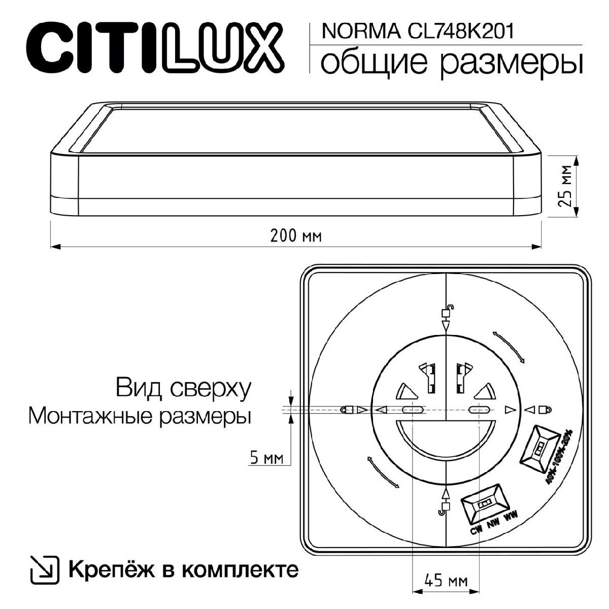 Настенно-потолочный светильник Citilux Norma CL748K201